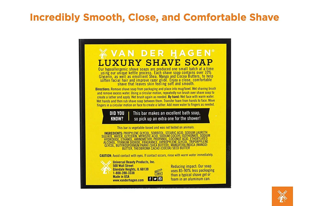 Van Der Hagen Men's Luxury Scented Soap 3.50 oz (Pack of 6)