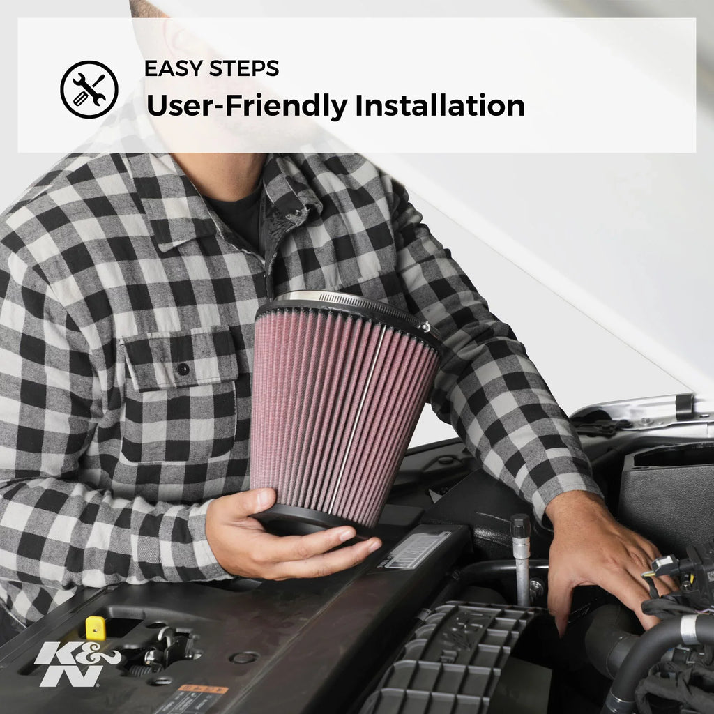 & Universal Clamp-On Air Filter: High Performance, Premium, Washable, Replacement Filter: Flange Diameter: 3.5 In, Filter Height: 8 In, Flange Length: 1.25 In, Shape: Round Tapered, -1045