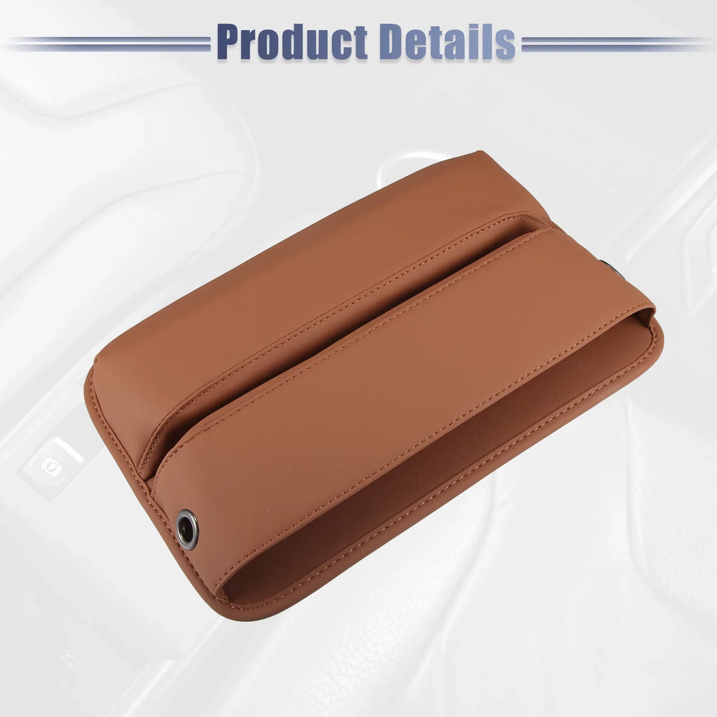 2pcs Car Seat Gap Filler Multi-function Car Seat Organizer Console Side Pocket Storage Box Brown