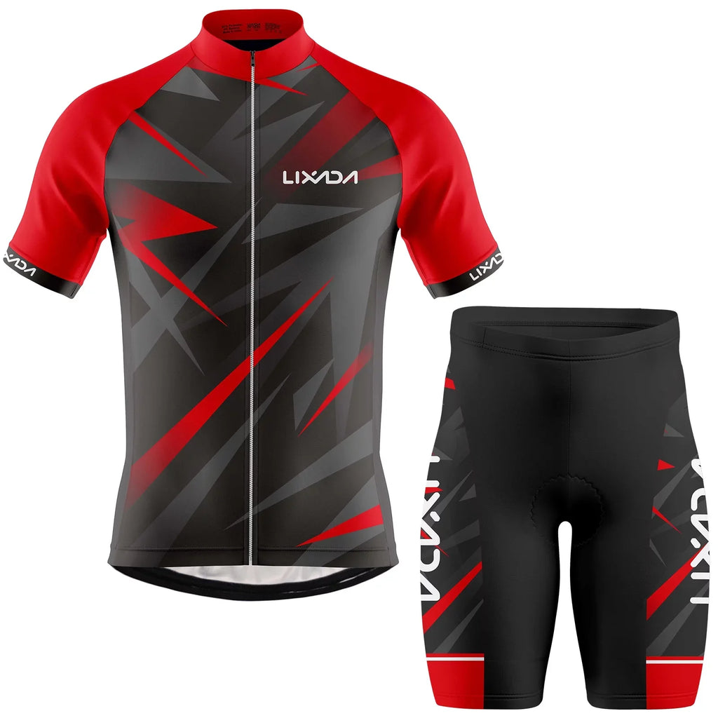Lixada Men Cycling Jersey Breathable Short Sleeve Bike Shirt and Padded Shorts  Clothing Suit