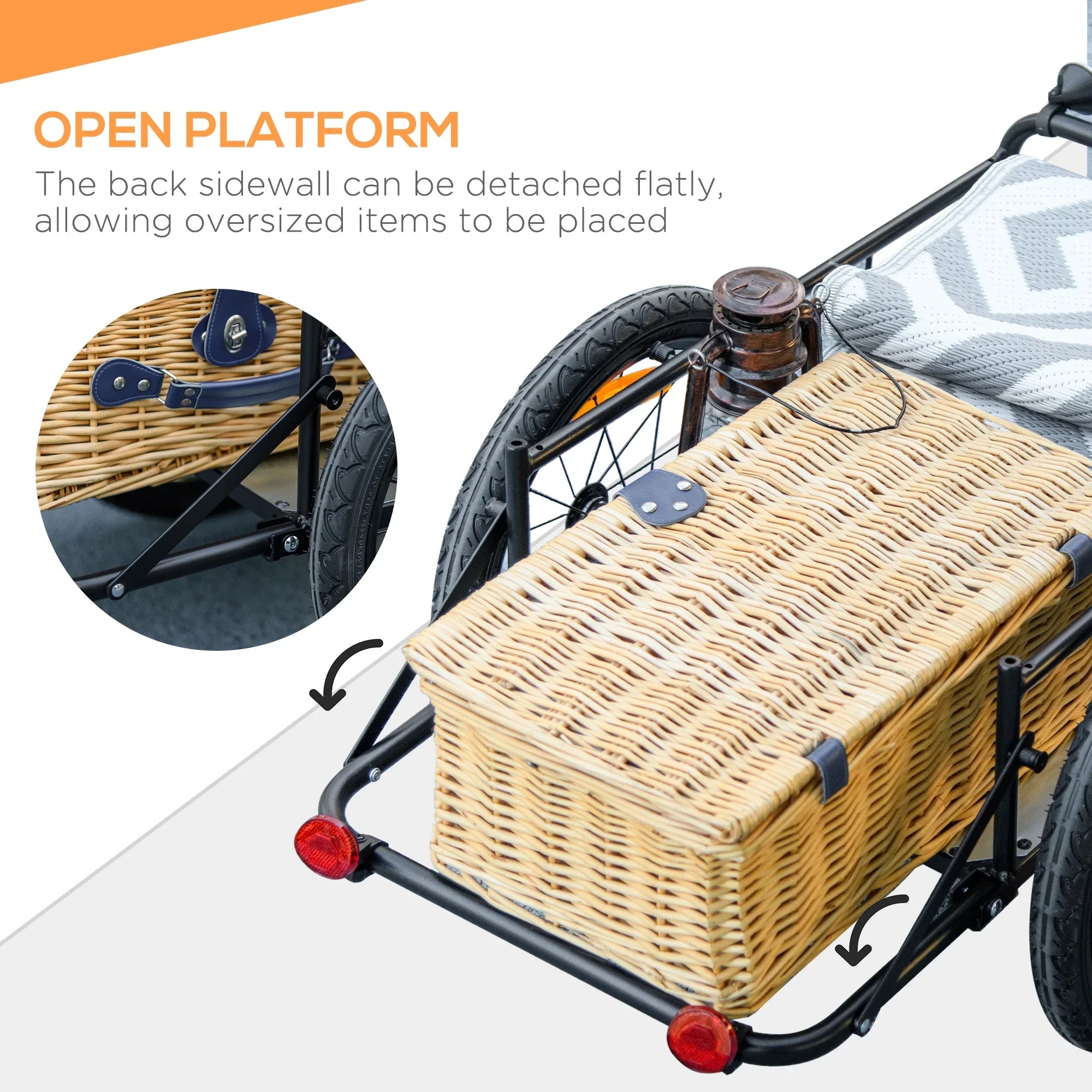 Aosom Bike Trailer Wagon with Removable Storage Box, Galvanized Bottom