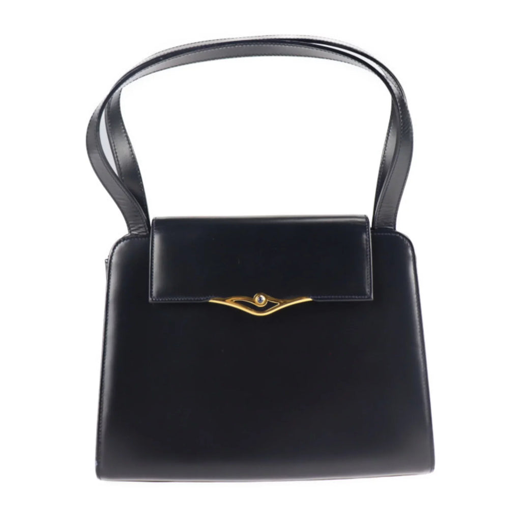Pre-Owned  Cartier sapphire line handbag calf dark navy mini bag (Good)