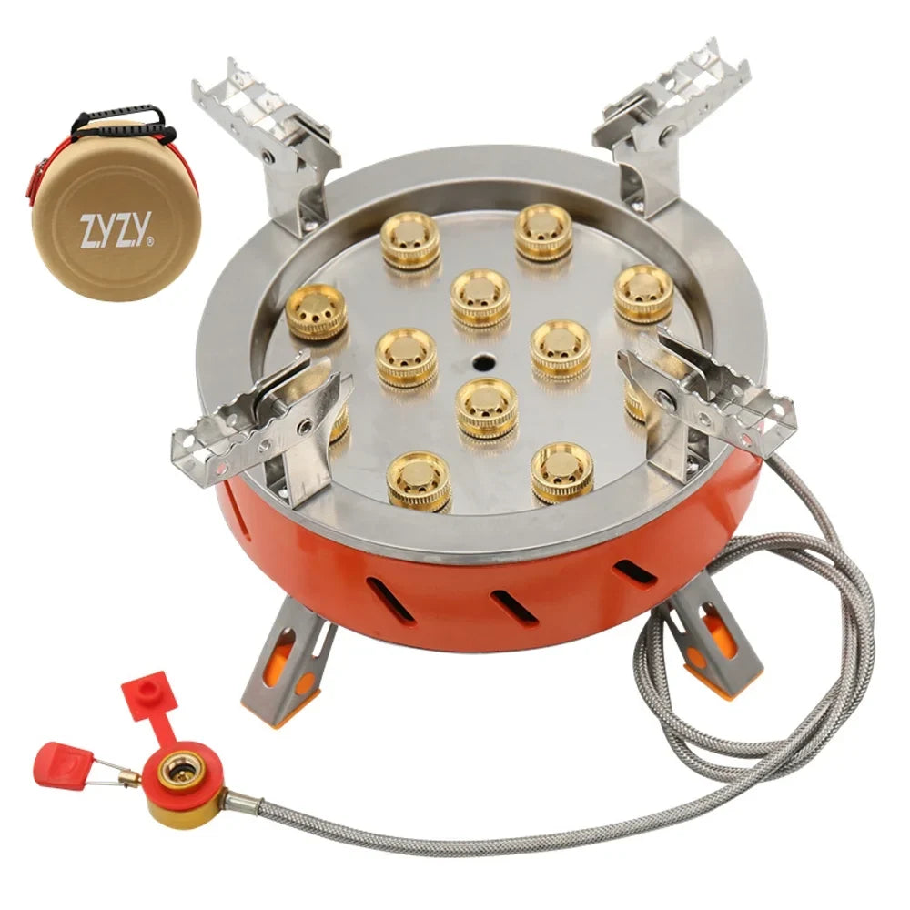 12-Core Camping Stove, Windproof and High-Power Gases Stove - Outdoor Furnace for Camping
