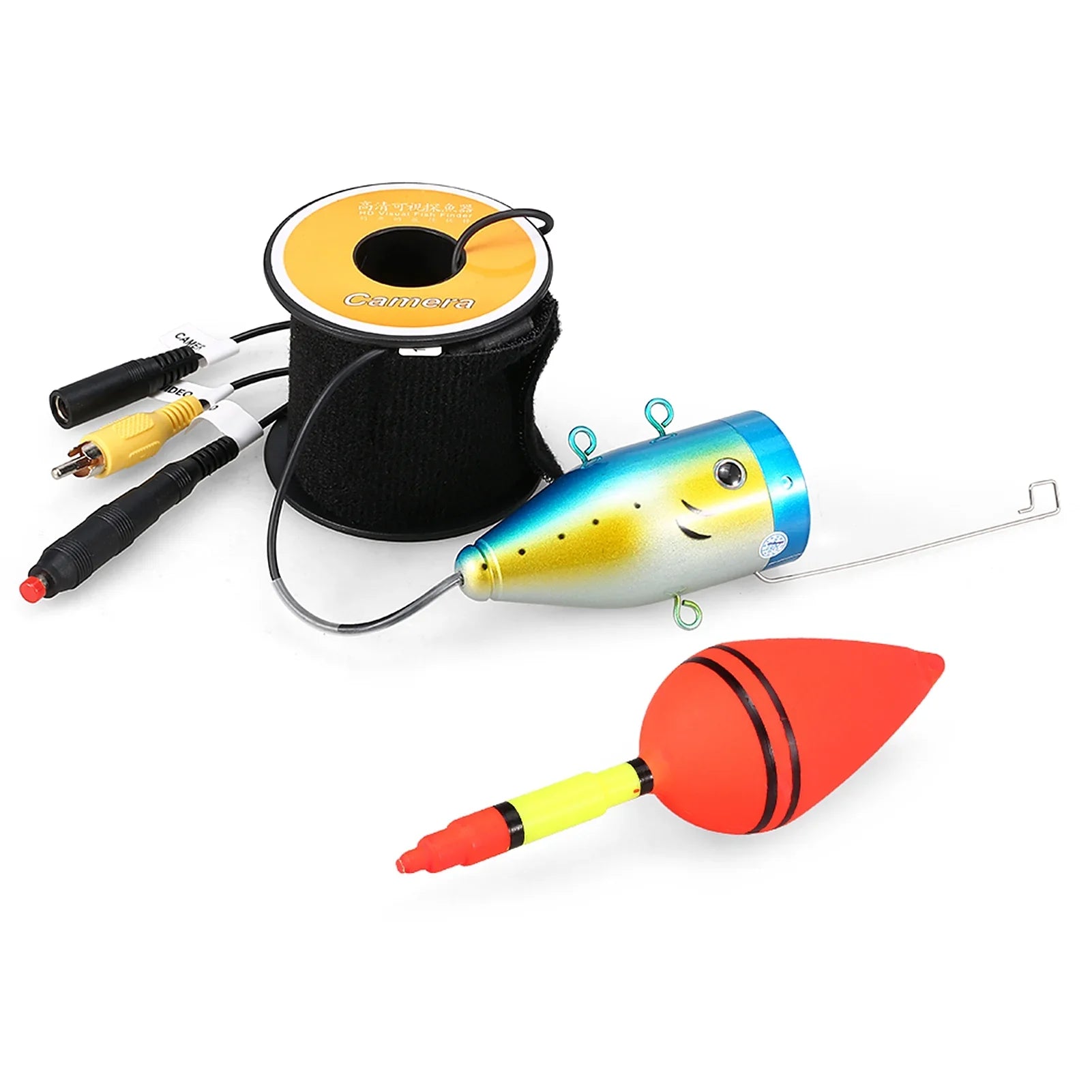 Carevas 1200TVL Underwater Fishing 24 LEDs Night Vision Waterproof Fish Shape Boat Ice Fishing Accessories with 15m30m50m Cable