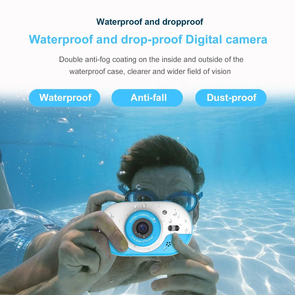 Anself 8MP Digital Waterproof with Front and Rear Dual Cameras 2.4 Inch   Screen One-click PhotoVideo Self-timer for 5s