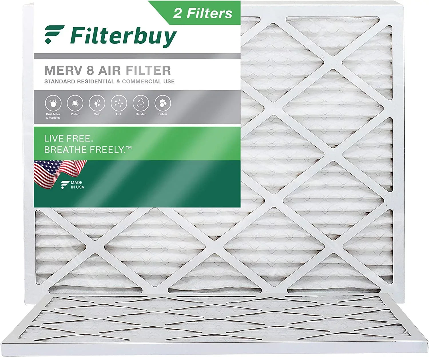 Filterbuy 17x21x1  8 Pleated   Furnace Air Filters (2-Pack)