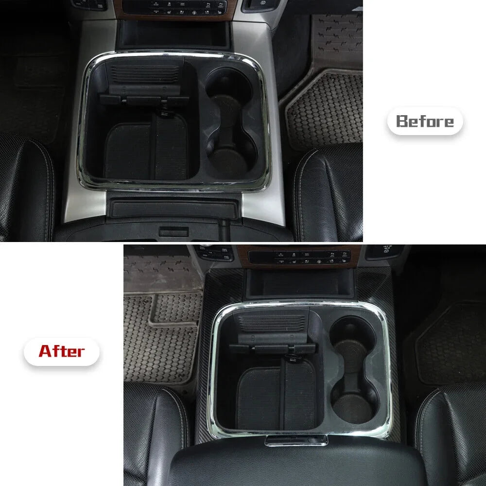 Teledu Front Cup Holder Side Panel Cover Trim Carbon Fiber