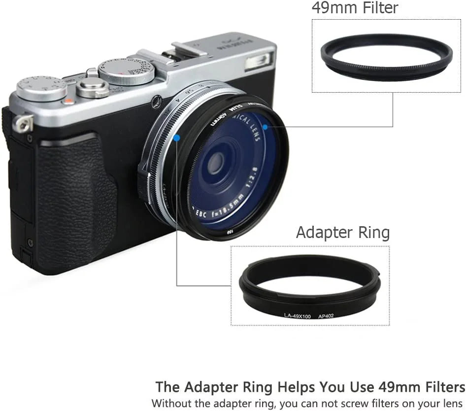 Lens Hood Set  Lens Shade for Fuji Fujifilm       Replace Fuji - Lens Hood & Adapter Ring Aluminum Alloy -Black