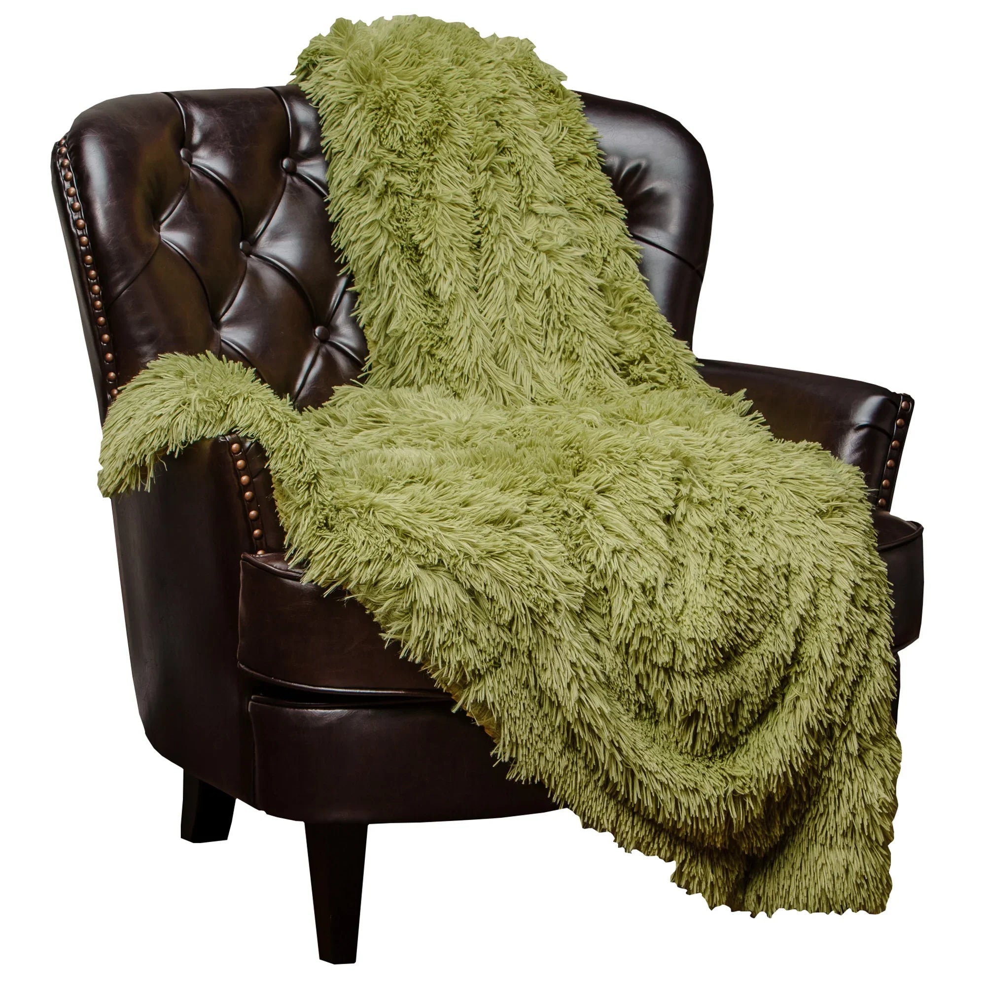 Chanasya Super Soft Shaggy Longfur Throw Blanket | Snuggly Fuzzy Faux Fur Lightweight Warm Elegant Cozy Plush Sherpa Fleece Microfiber Blanket | For Couch Bed Chair Photo Props - 50 "x 65" - Green