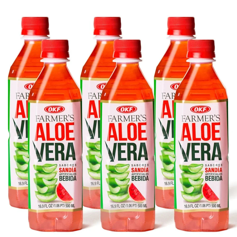 Aloe Vera Watermelon Drink, 16.9 Ounce (10 Pack) - No Preservatives or Additives