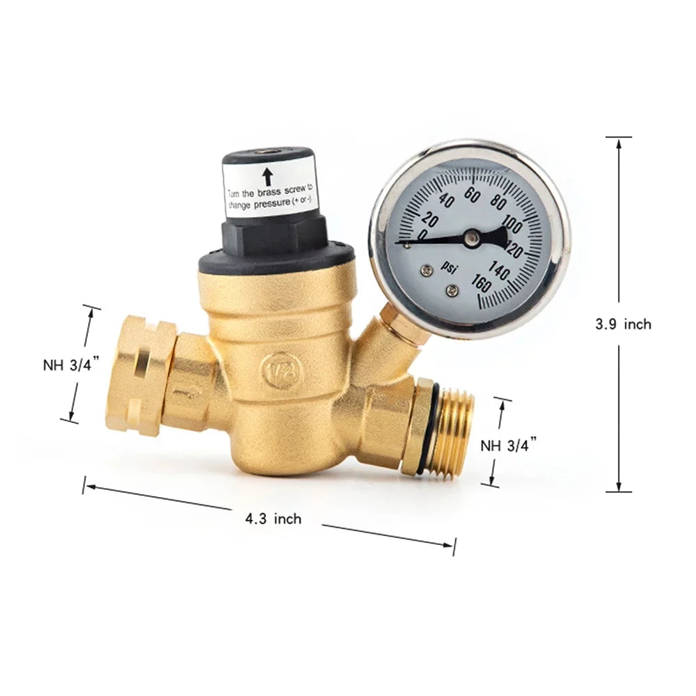Andoer Valve,Reducer With 0-160psi With 0-160psi And Valve -free Brass 0-160psi And Inlet And Inlet Screened Inlet Screened Filter Brass Adjustable Water Huiop Valve -free Brass Water Pressure