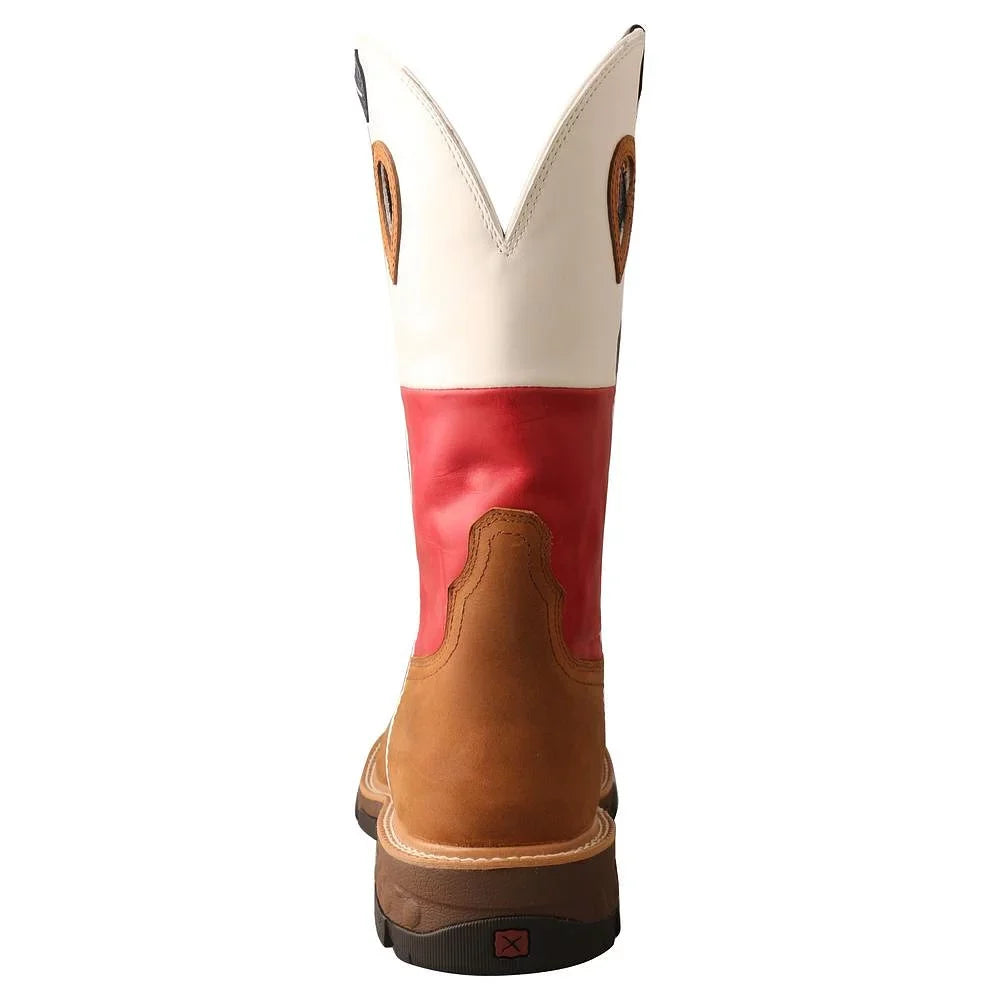 Twisted  Boots  Men`s Twisted  Light Brown 12` Texas Flag Soft Toe Work Boot Brown 9