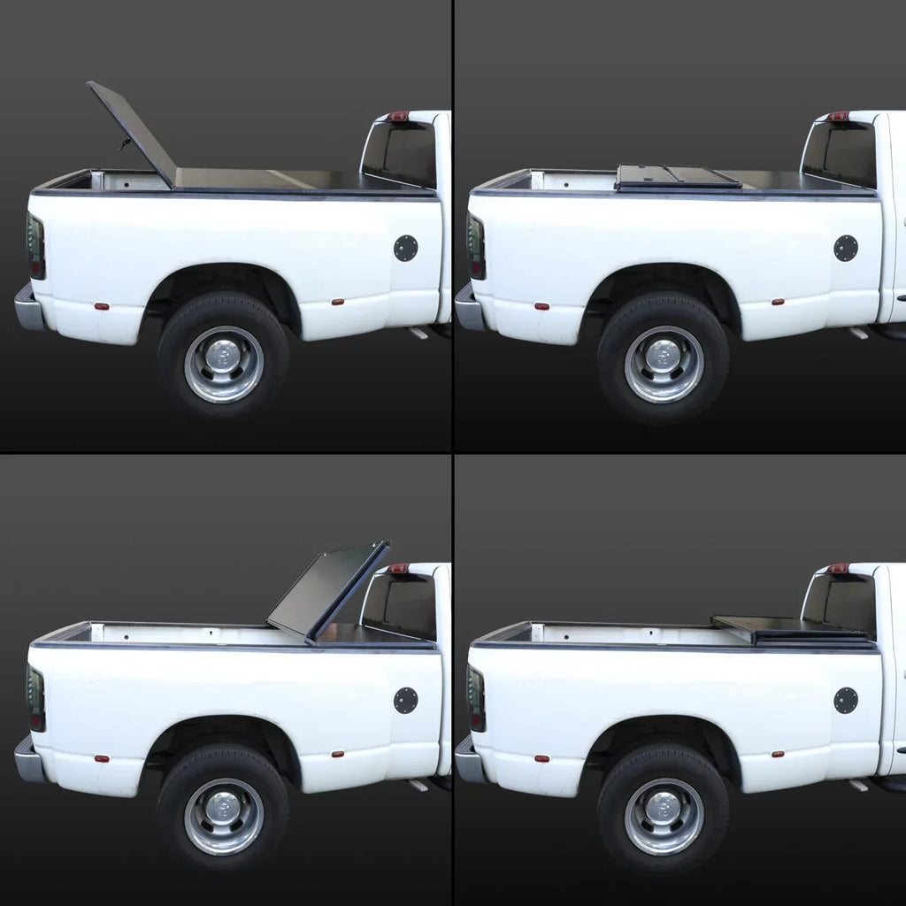Motoring --028 For 2009 to 2022 Ram Truck 1500 / 3500 Fleetside 6.5Ft Short Bed Hard Solid Tri -Fold Tonneau Cover