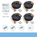'- Pack of 4  Security Camera  Cable Siamese Pre-Made 2-in-1 Video and Power Universal Wire  Black Cord 100 feet