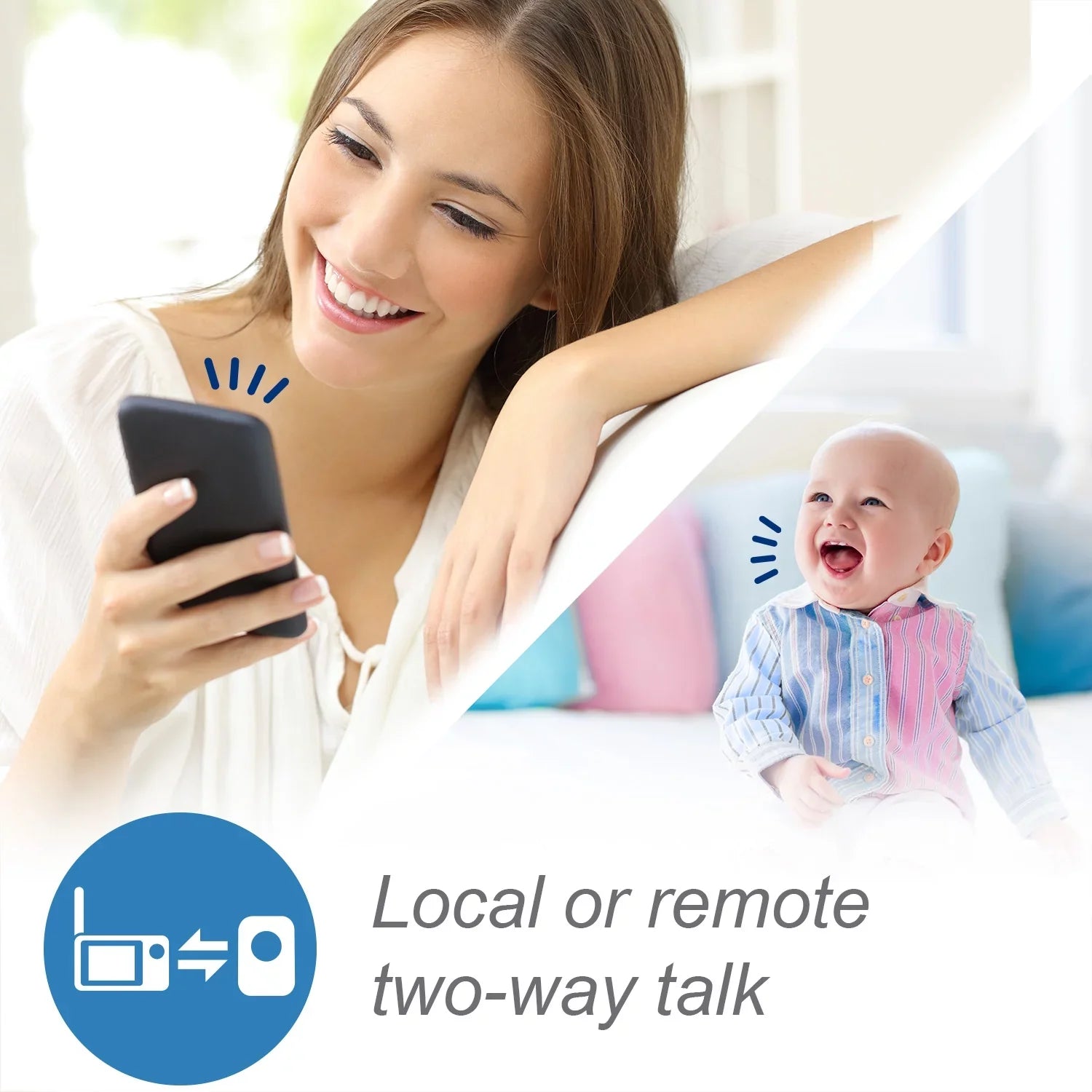 VTech Smart WiFi Video Baby Monitor with 5-inch High Definition Display and 1080p 360-Degree Panoramic Viewing Pan and Tilt  Camera, , White