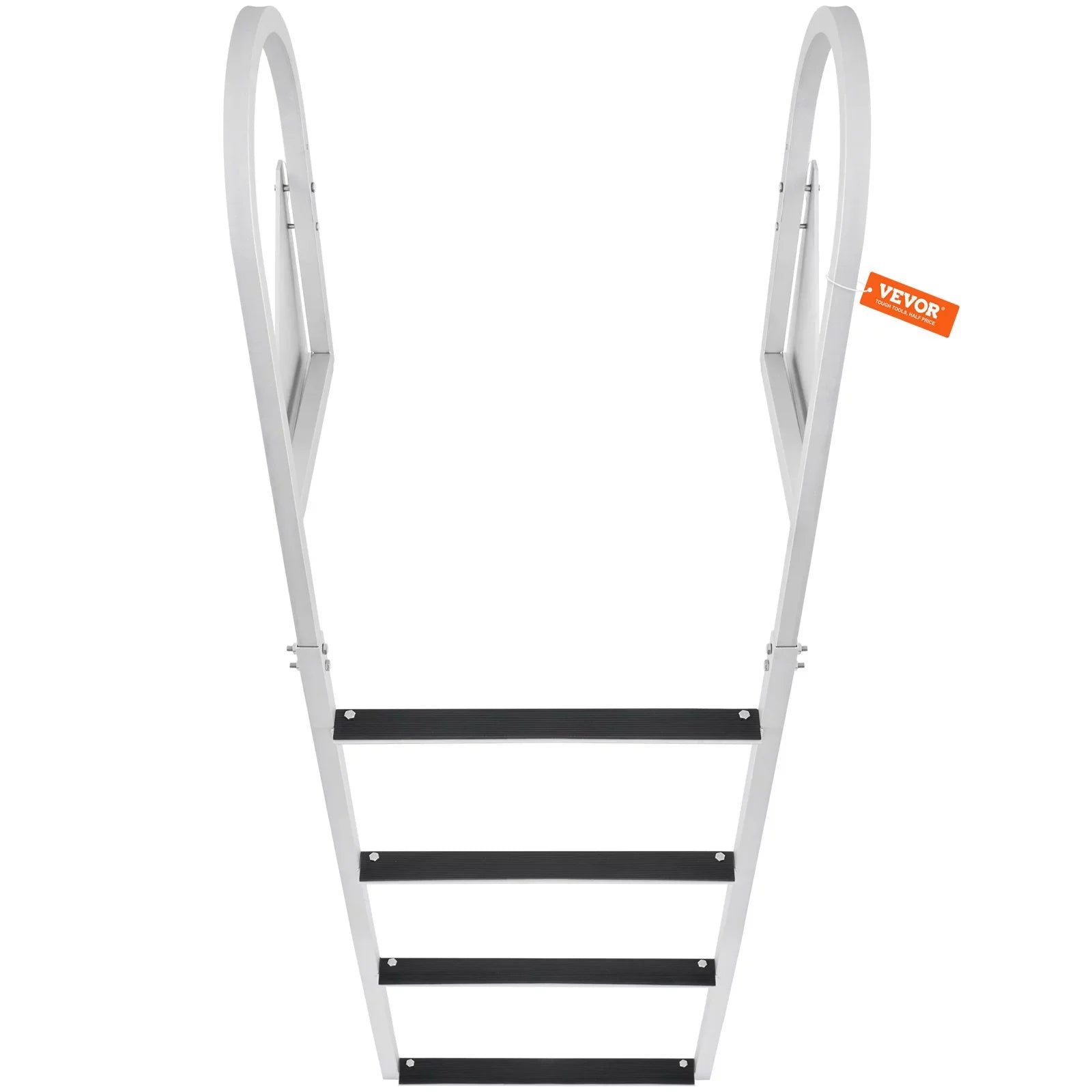 Dock Ladder, Flip-Up 4-Step Aluminum Alloy Pontoon Boat Ladder for Ship, Lake, Pool