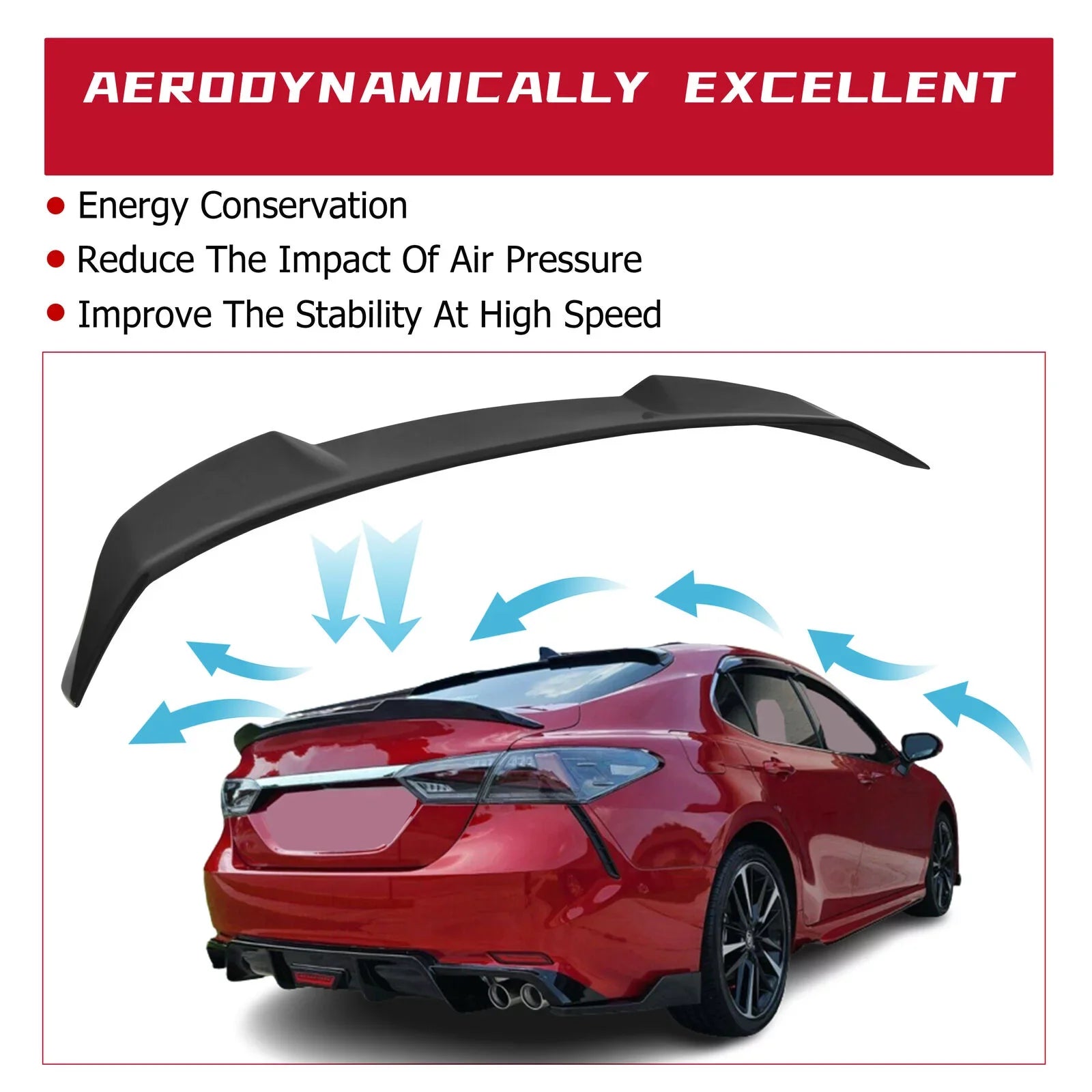 Kojem Rear Trunk Spoiler Lid Wing for 2018-2021 Toyota Camry      Style 19 20 Glossy Black