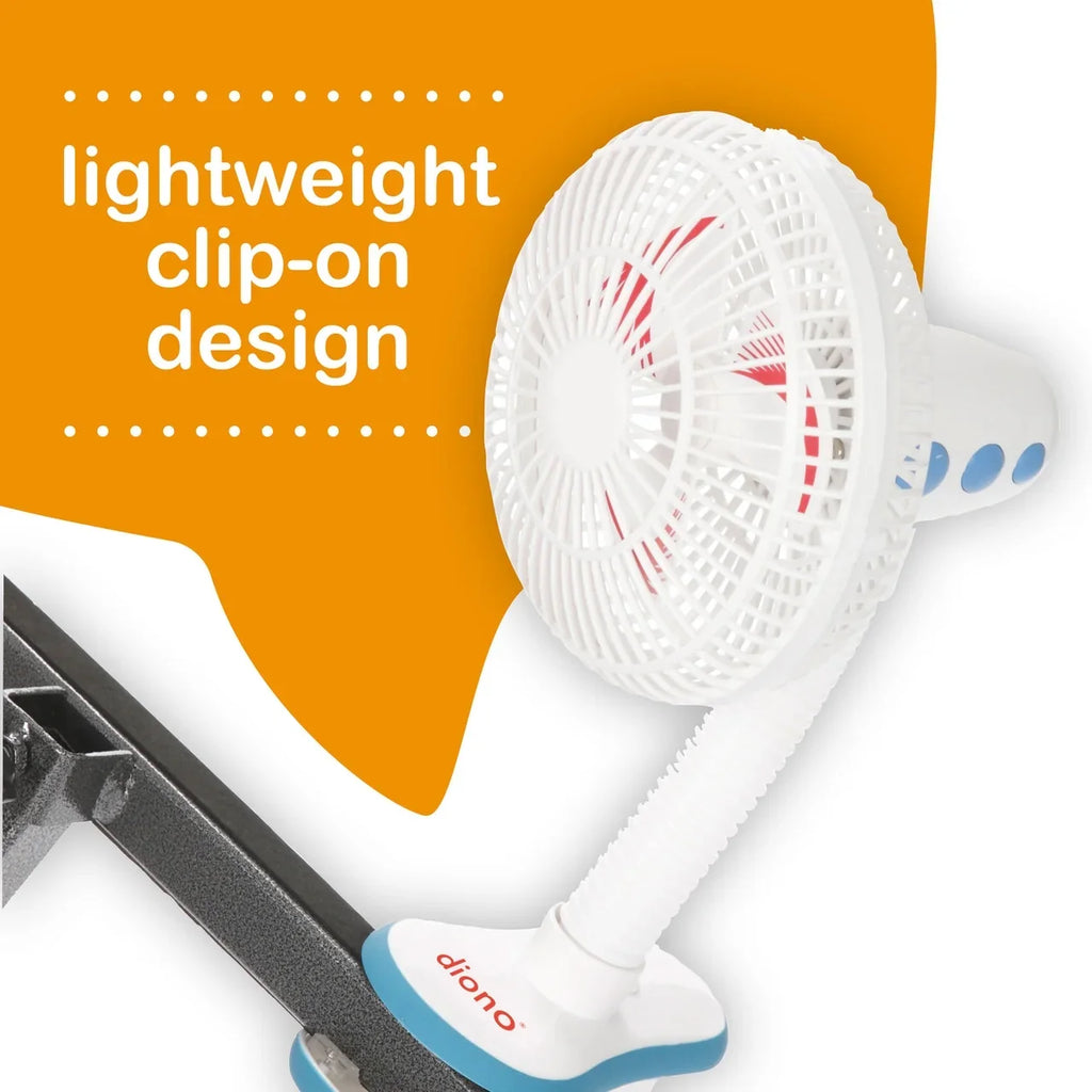 Diono Clip-On Baby Safe Universal Stroller Fan with Flexible Neck for Perfect Angle, Pack of Two, White
