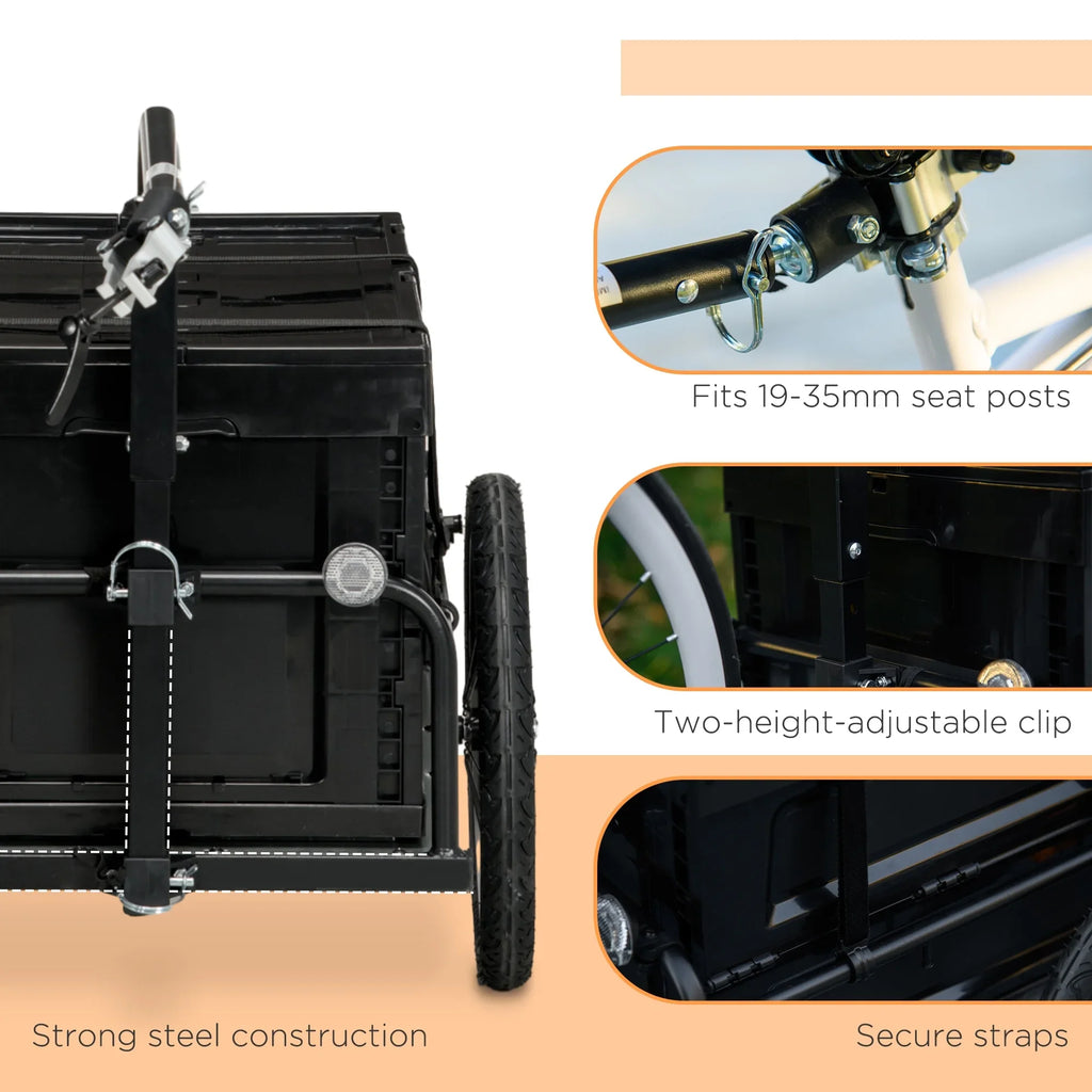 Aosom Bike Trailer Wagon with Removable Storage Box, Galvanized Bottom