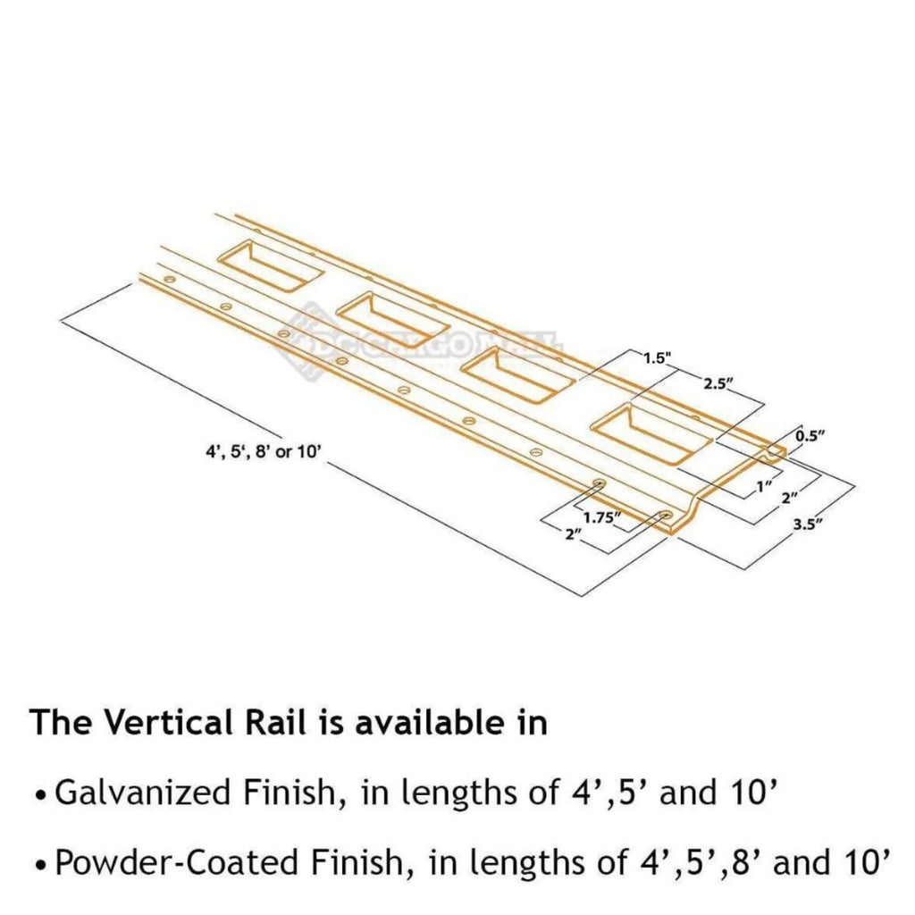 " Cargo Mall Four 8-ft -Track Rails, Vertical Powder Coated TieDowns | Long Heavy Duty Steel Etrack Rails for Trucks, Trailers"