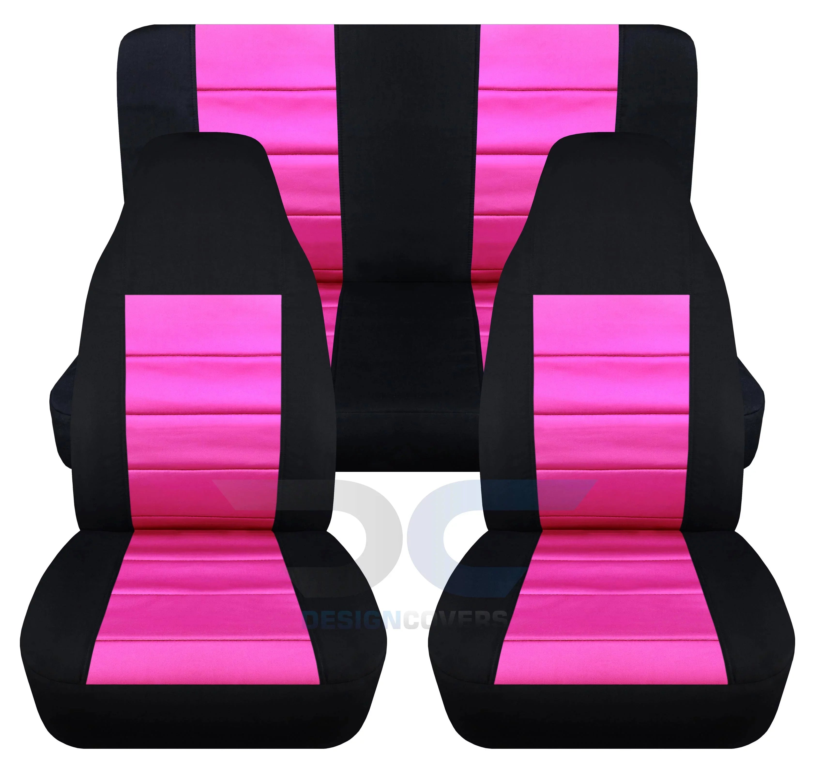 '-Designenclosures Compatible with 2003-2006 Jeep Wrangler  Two-Tone Seat Covers:Black and Hot Pink - Full Set Front&Rear