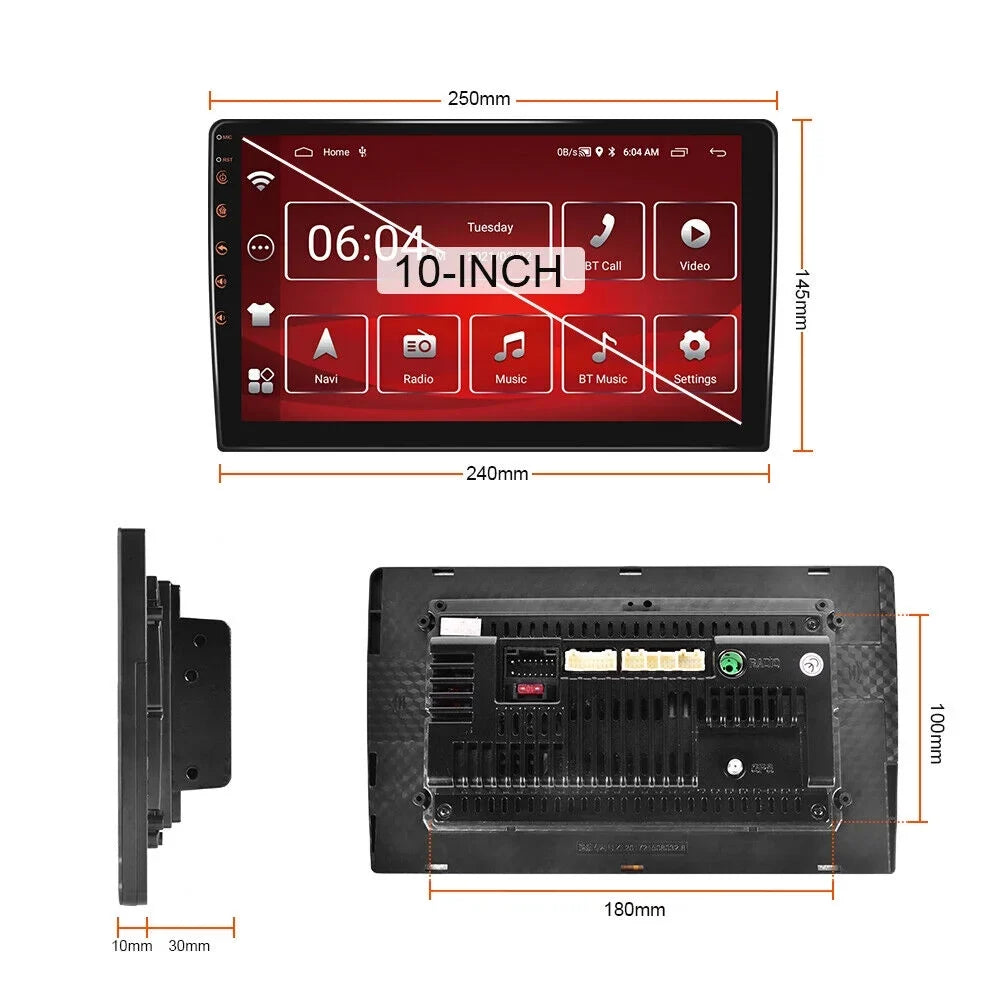Android 2+32GB Car Stereo Wireless Carplay Android Auto Double Din Radio 10.1" 1280*720  Screen WiFi  Navigation Bluetooth  / Receiver  Backup Camera