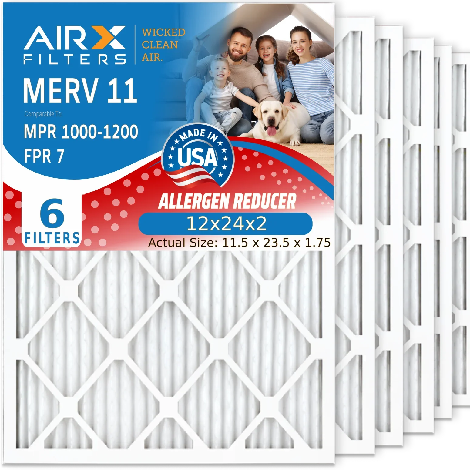 12x24x2 Air Filter  11 Comparable to  1000,  1200 &  7 Electrostatic Pleated Air Conditioner Filter 6 Pack  Premium  Made 12x24x2 Furnace Filters by     .