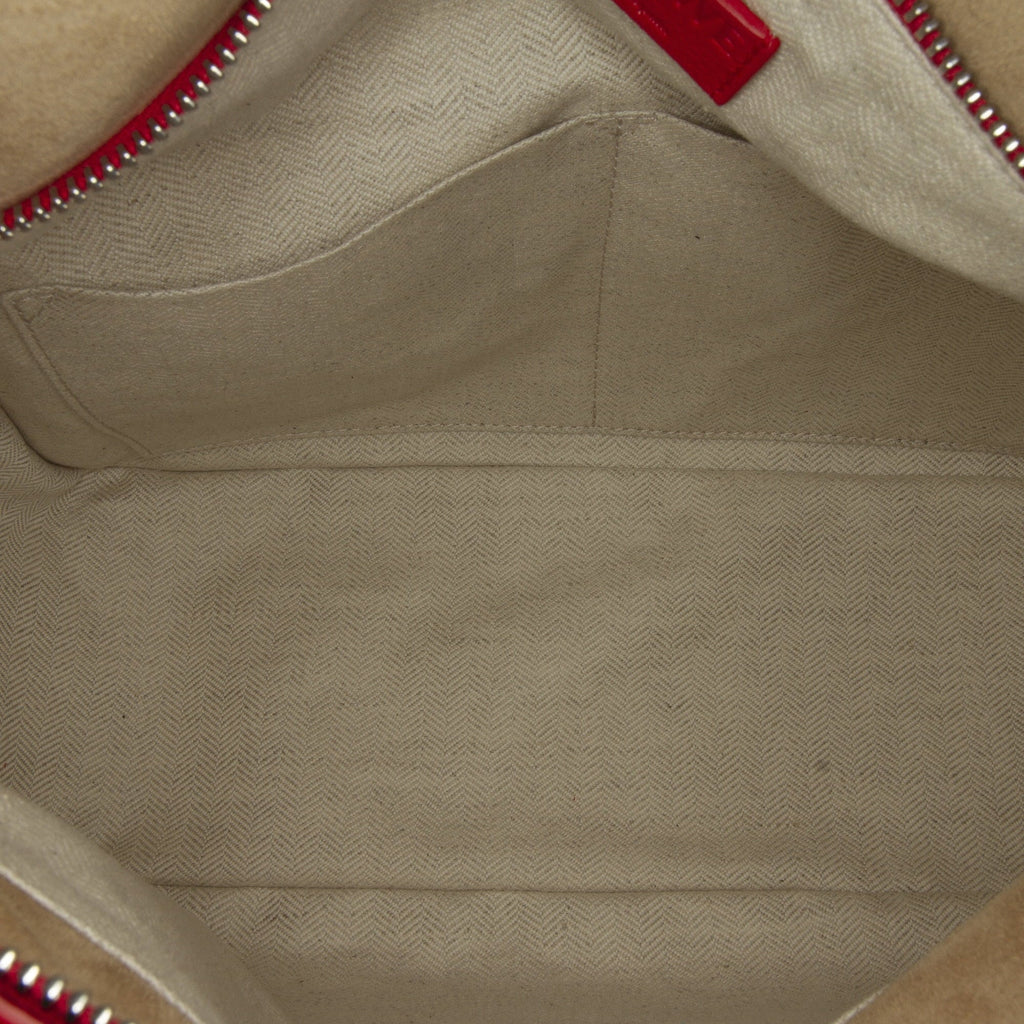 Pre-Owned Authenticated  Small Mushroom Puzzle Edge Calf Leather Red Satchel Unisex (Good)