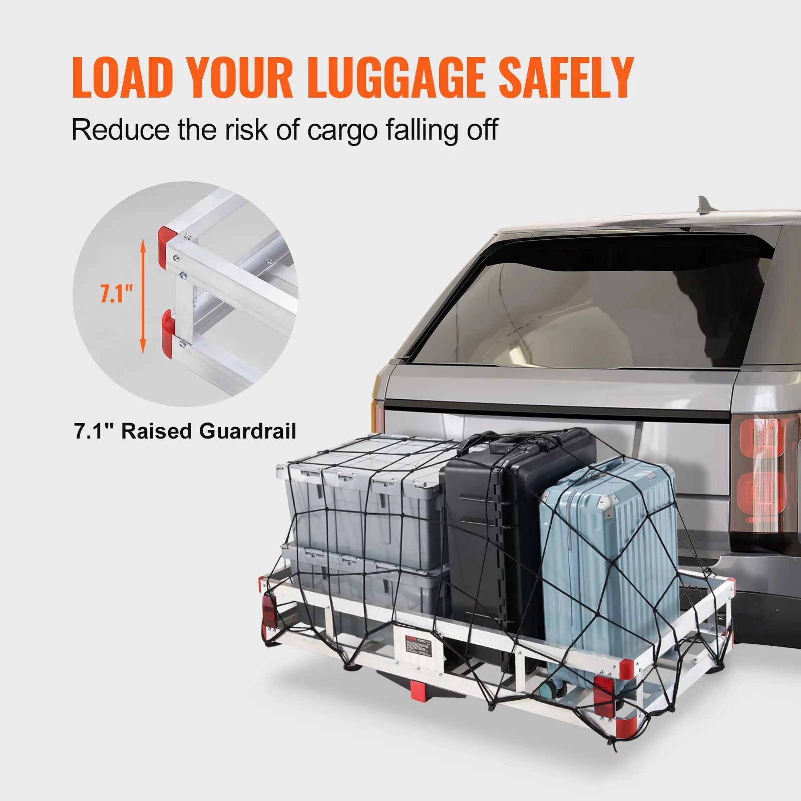 Hitch Mount Cargo Carrier 47 x 20 x 6 in 500lb Aluminum Corrosion-Resistant Fits 2" Receiver Cargo Basket for SUVs Sedans Vehicles