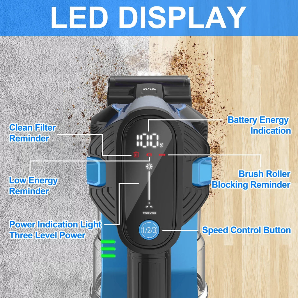 Cordless Vacuum Cleaner 28kPa 6-in-1 Lightweight Stick Vacuum Cleaner Up to 50mins Runtime for Carpet Floor Pet Hair