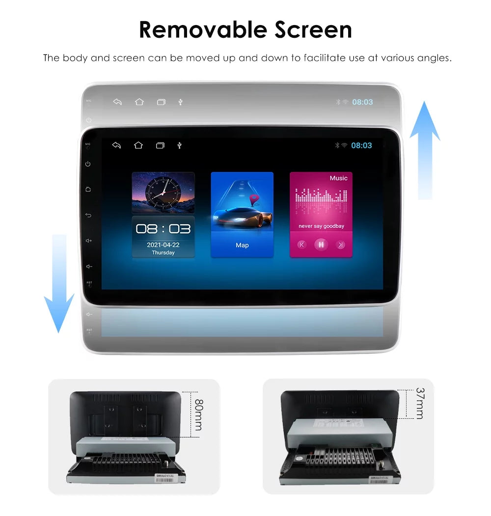 Hizpo Single 1  Rotatable 10.1'' Android 10 Touch Screen With Apple Carplay& Android Auto Car Stereo Radio  Navigation Wifi Bluetooth