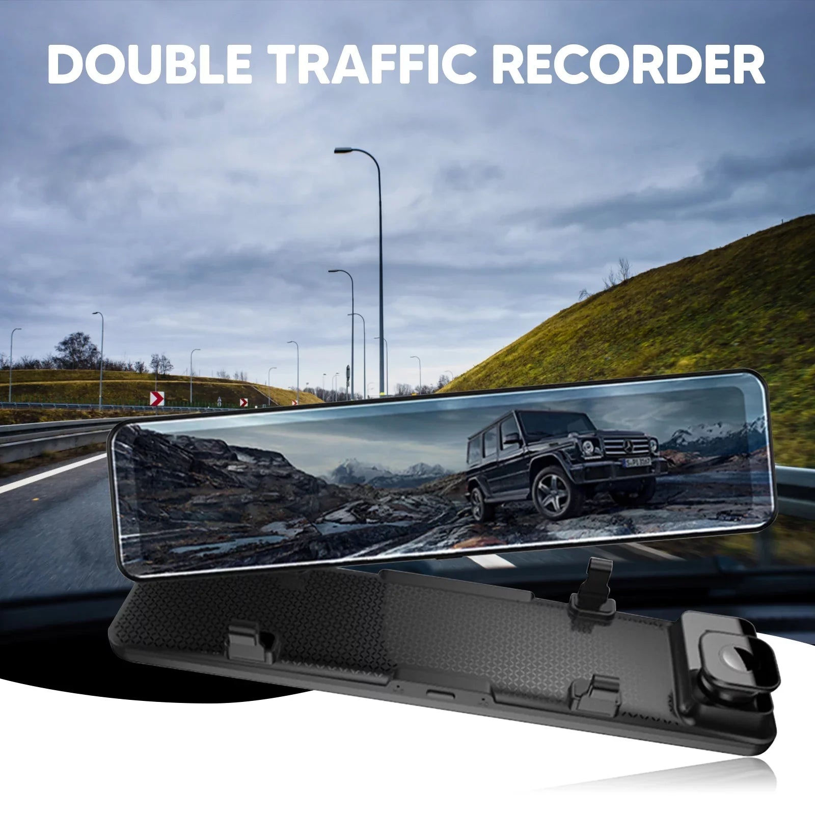 4K 12" Car Dash Cam Touch Screen with Rear View Mirror Camera Waterproof  Video Recorder Night Vision Motion Detection -Sensor