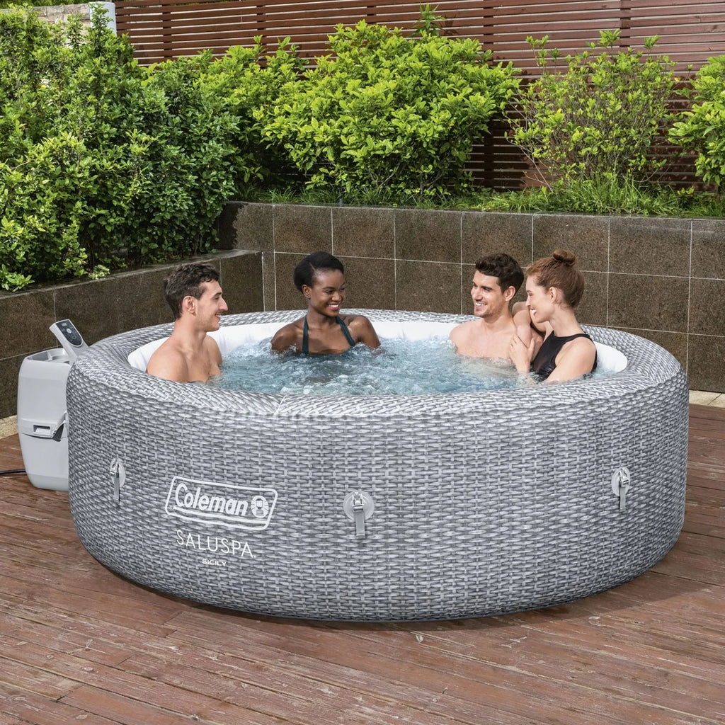 Coleman SaluSpa Sicily AirJet Hot Tub w/Set of 4 Bestway Pool & Spa Seat