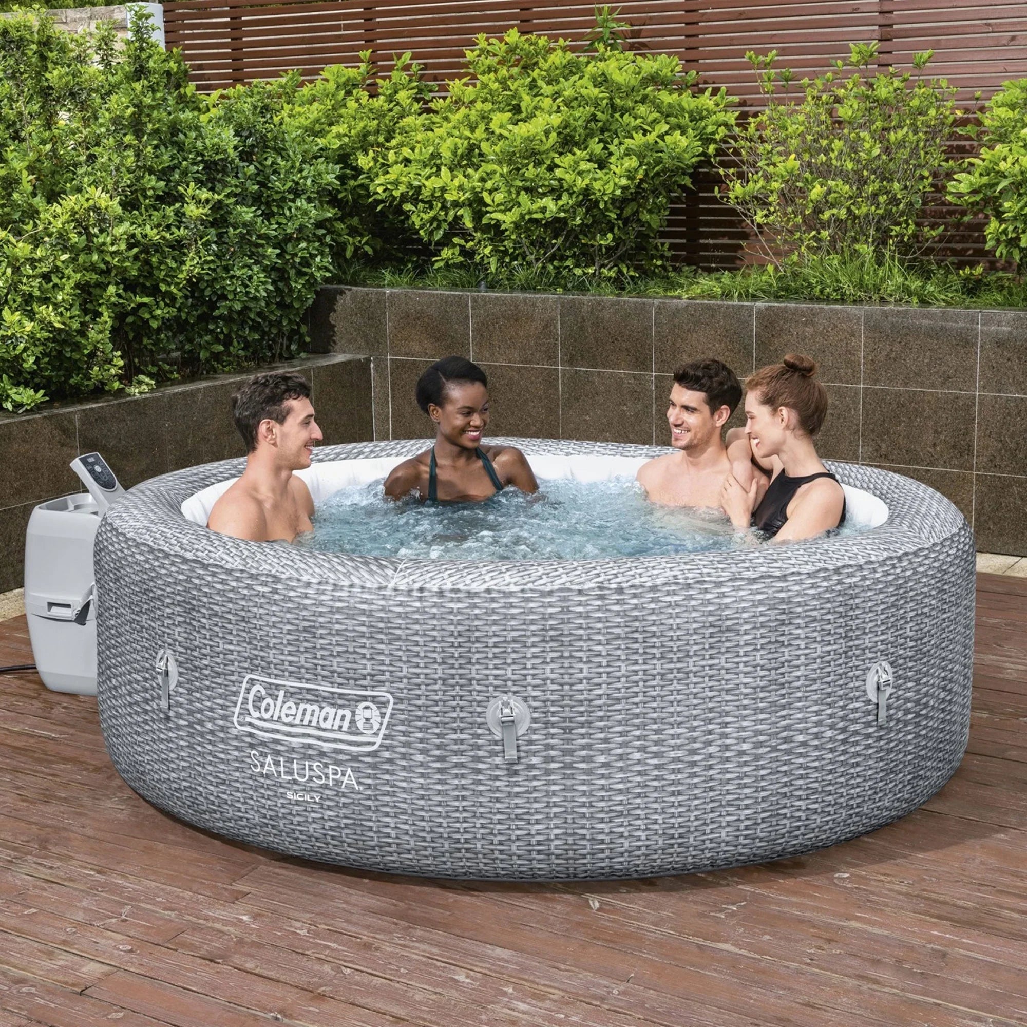 Coleman SaluSpa Sicily AirJet Hot Tub w/Set of 4 Bestway Pool & Spa Seat