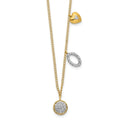 14k Diamond Two Circle and Heart 18 inch Necklace -010-