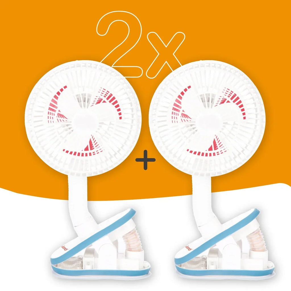 Diono Clip-On Baby Safe Universal Stroller Fan with Flexible Neck for Perfect Angle, Pack of Two, White