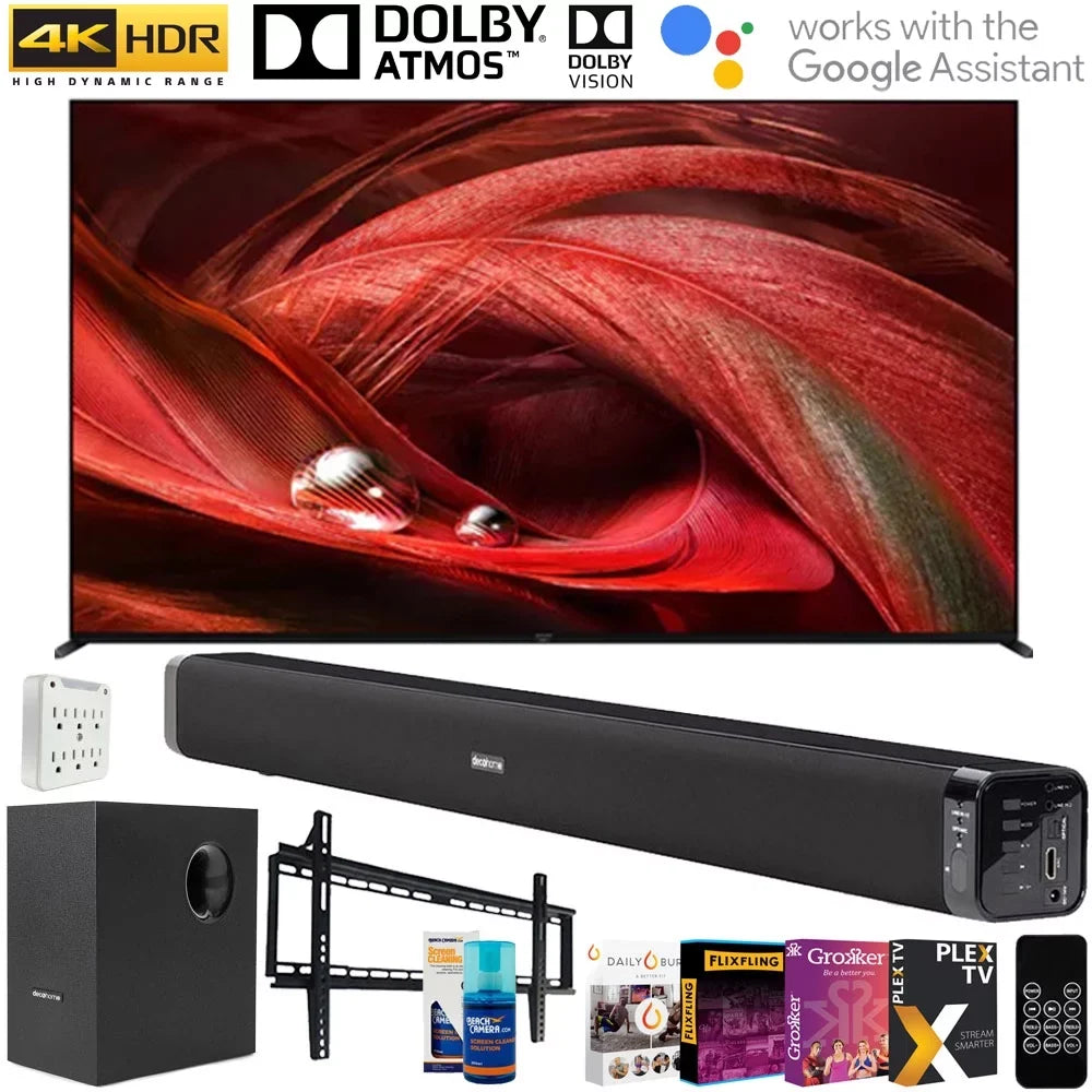 Sony  85"  4K Ultra  Full Array  Smart  (2021 Model) with Deco Gear Soundbar and Subwoofer Bundle Plus Complete Mounting and Streaming Kit for  Series ()