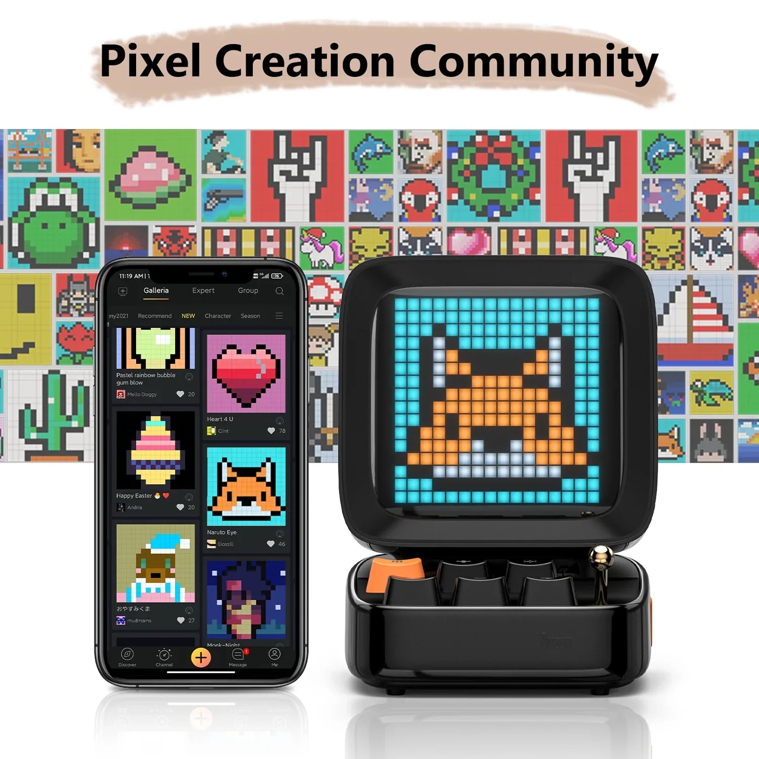 Divoom Ditoo Plus Pixel Art Blutooth Speaker, 10W, Black