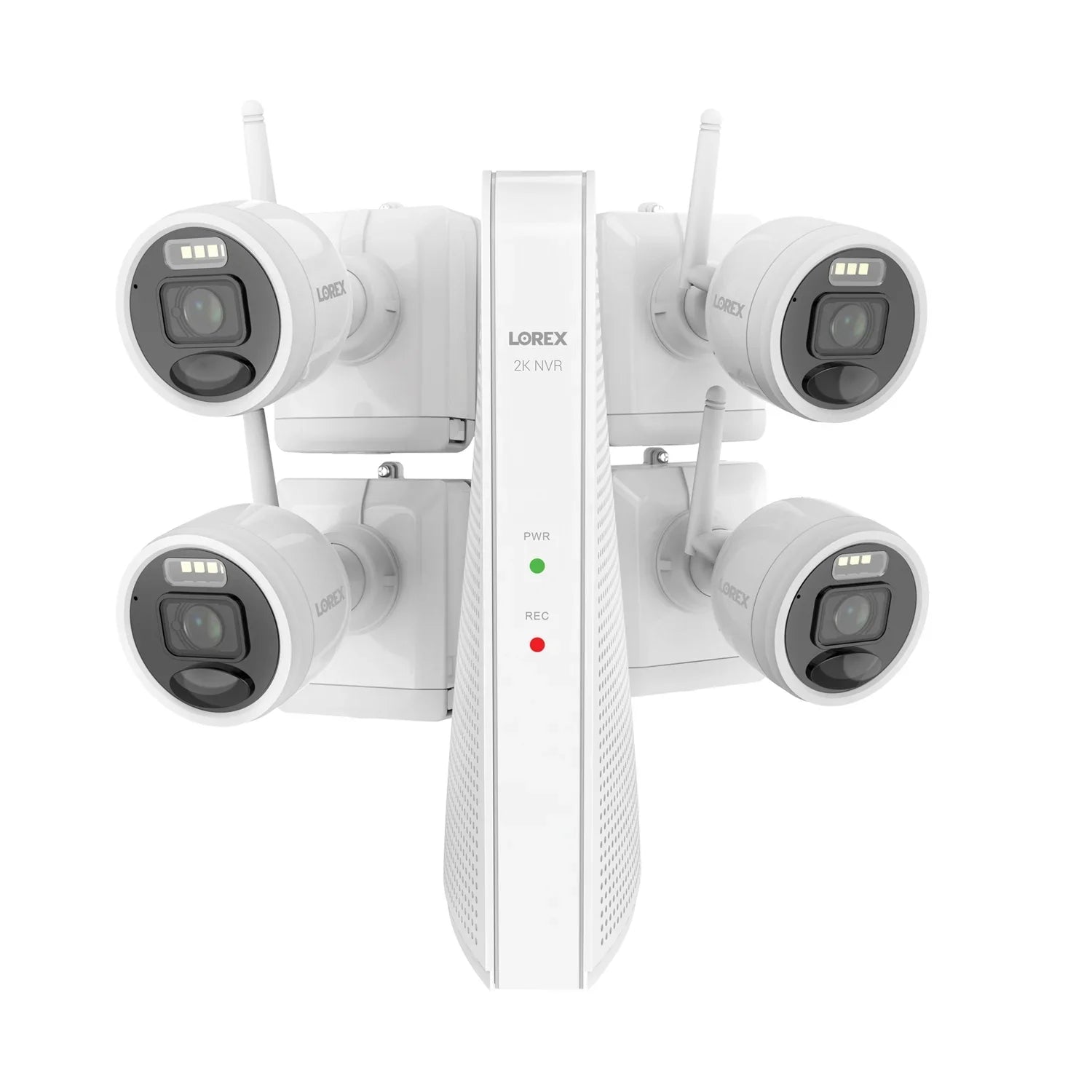 Lorex 2K 4.0- 8-Camera-Capable 32-  System with 4 Outdoor Wi-Fi Battery Security Cameras, White, -4AA4-, -4AA4-