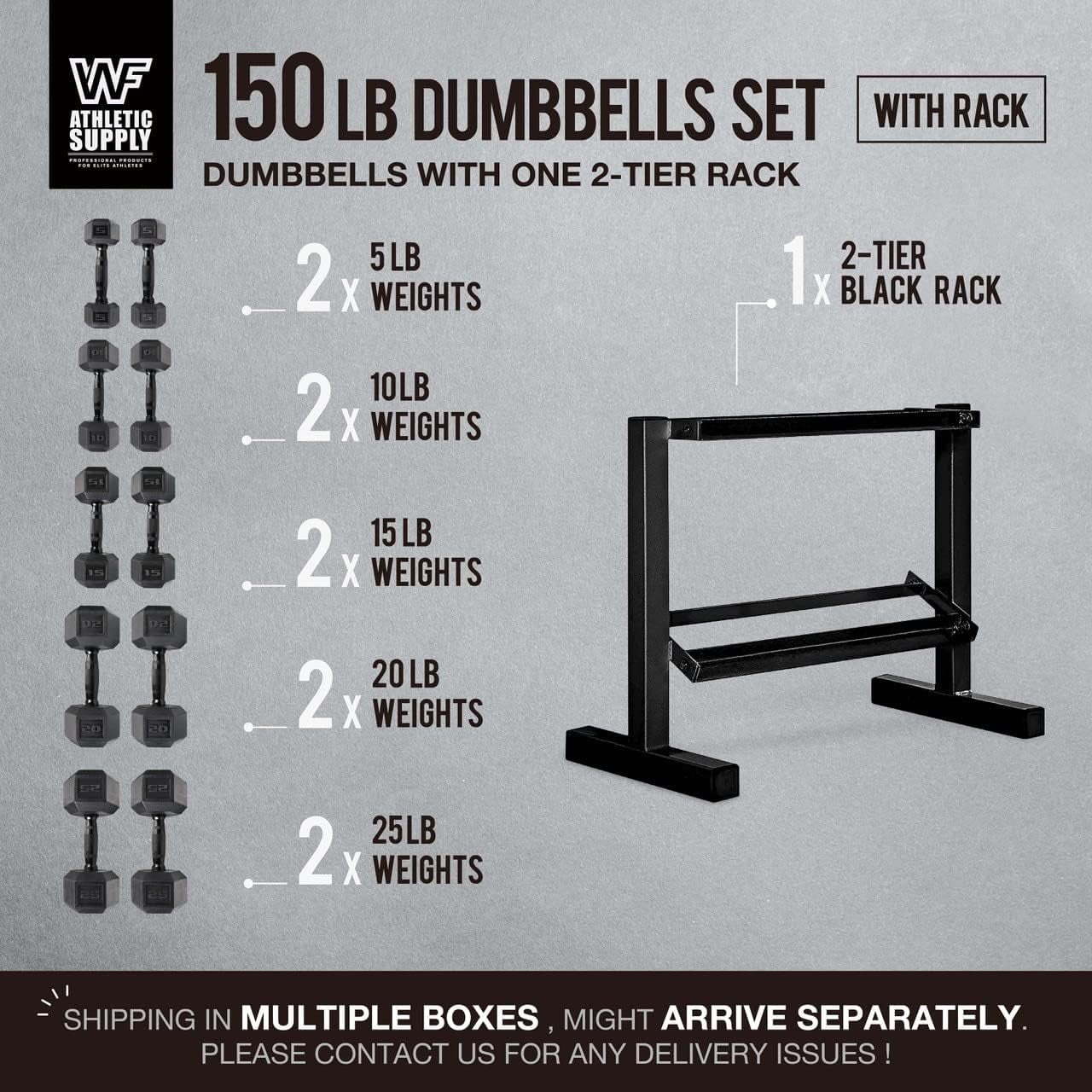 Rubber Coated Hex Dumbbell Set With Two Tier Storage Rack Non-Slip Hex Shape For Muscle Toning, Strength Building & Weight Loss - Multiple Choices Available