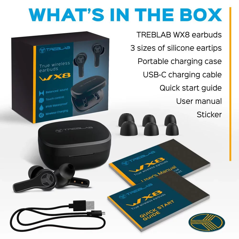 '- True Wireless Earbuds,  Waterproof Earbuds with up 28H of Play Time, Bluetooth 5.1, Touch Control and Noise Isolation, Includes Charging Case w/Wireless Charging, - Port, Black