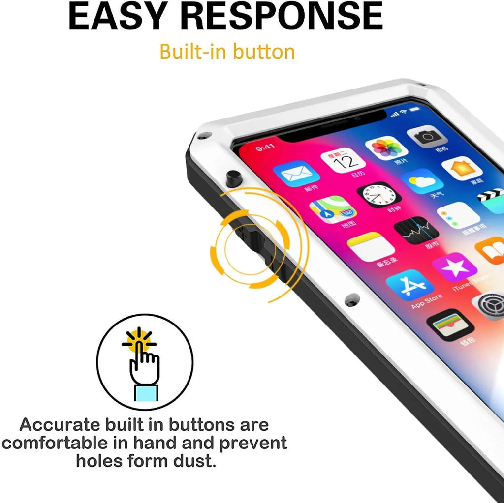 Gorilla Glass Aluminum Metal iPhone 7 Plus Case (White) Heavy Duty Military Grade Shockproof and Scratch Resistant Protection, Rugged Outdoor Travel