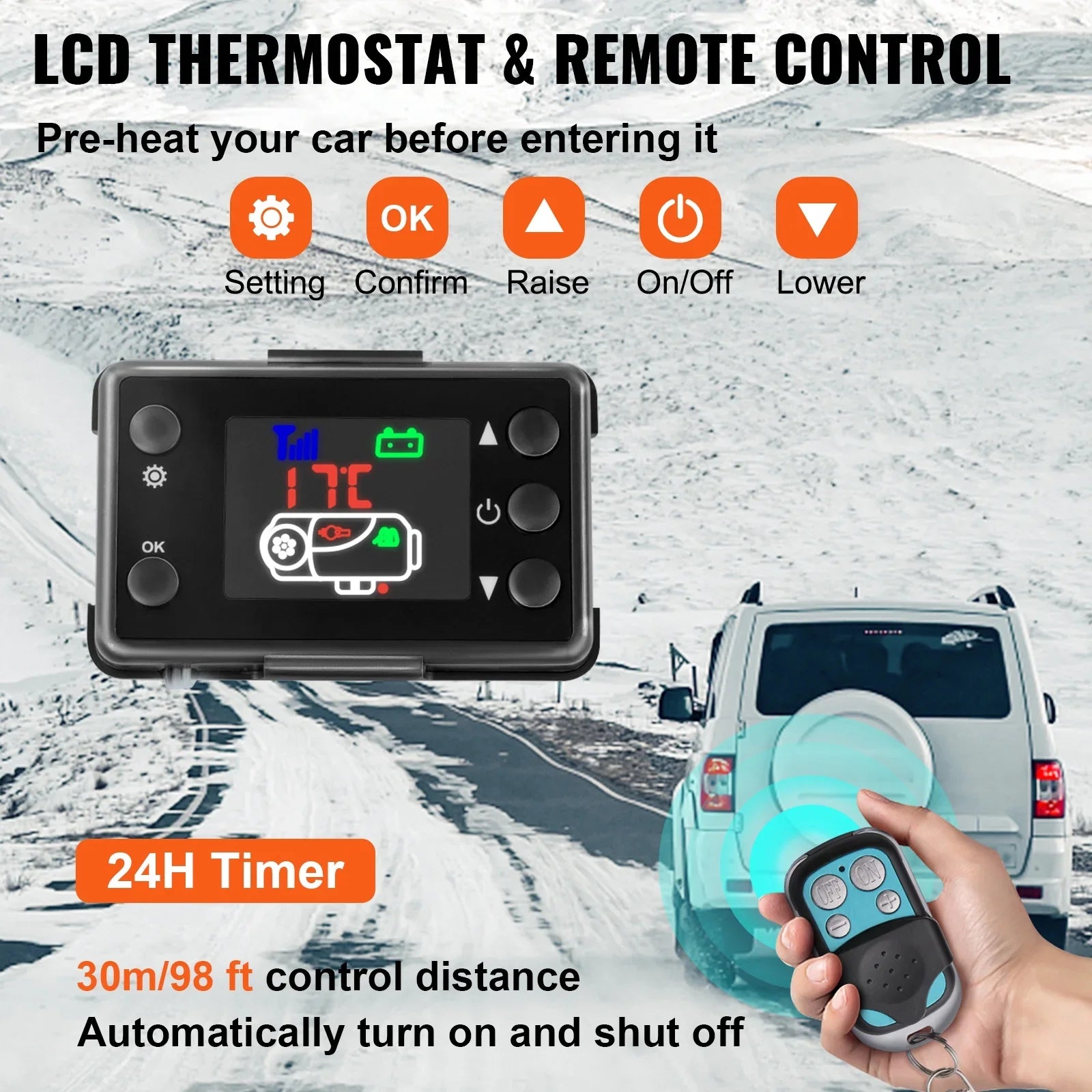 5KW Diesel Air Heater 10L Tank Diesel Heater 12V Diesel Parking Heater Muffler with  Thermostat and Remote Control for  Bus Trailer Motorhomes and Boats