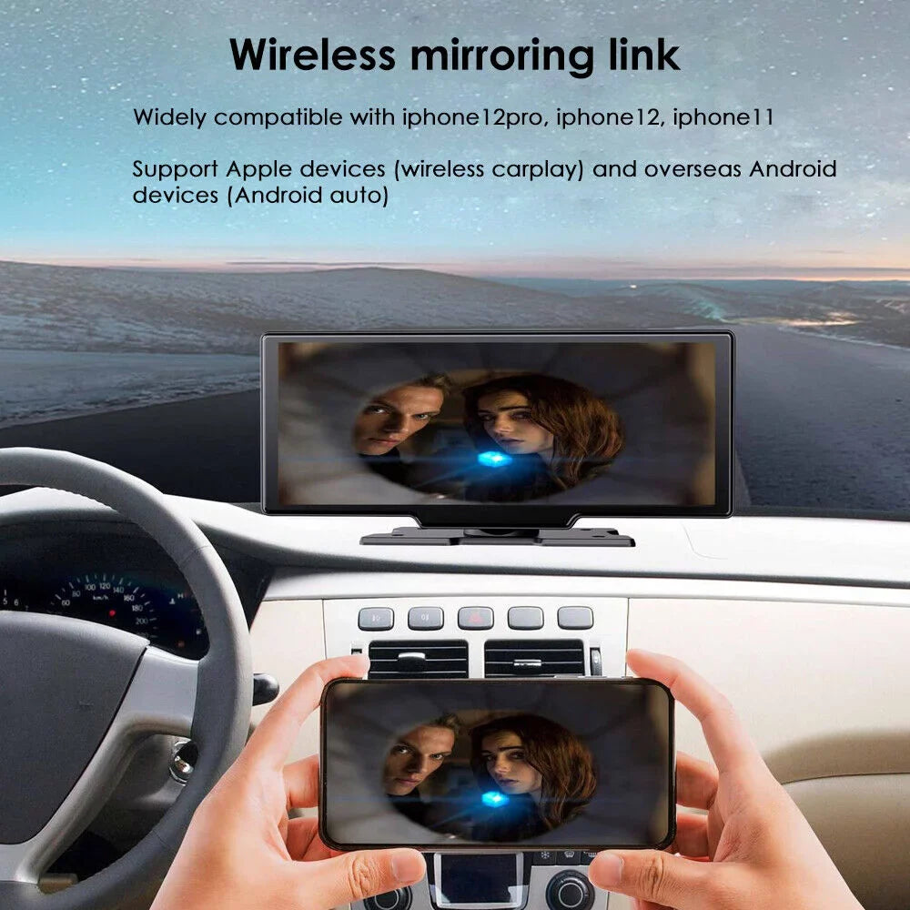 kydely   2K Wireless 10.26'' Touch Screen Dual Channel Wifi Car  Dash Camera Android Auto ".