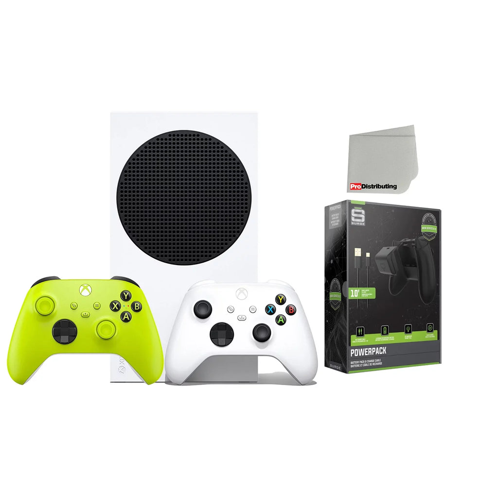 Microsoft Xbox Series  512GB Digital Console with Extra Wireless Controller - Electric Volt - Powerpack Battery/Charge Cable Bundle with Microfiber Cleaning Cloth