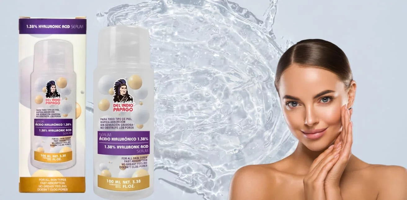 Del Indio Papago Tepezcohuite Day & Night creams (2oz each) + Hyaluronic Acid Serum (3.38 Fl Oz) + Tepezcohuite Soap (125g)
