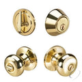 Yale  Combo Sinclair Knob Entry and Single Cylinder Deadbolt with Kwikset Keyway Bright Brass Finish