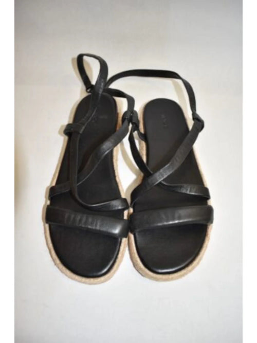 . Womens Black Strappy Ankle Strap Adjustable Smith Round Toe Espadrille Shoes 9
