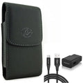 6ft  Cable Type- Fast Home Charger w Holster Leather Case Belt Clip for -Mobile  4 - Wiko Ride 3 - Xiaomi Redmi Note 7, Mi 9T -  Blade 10, Axon 10 Pro, Max 2S