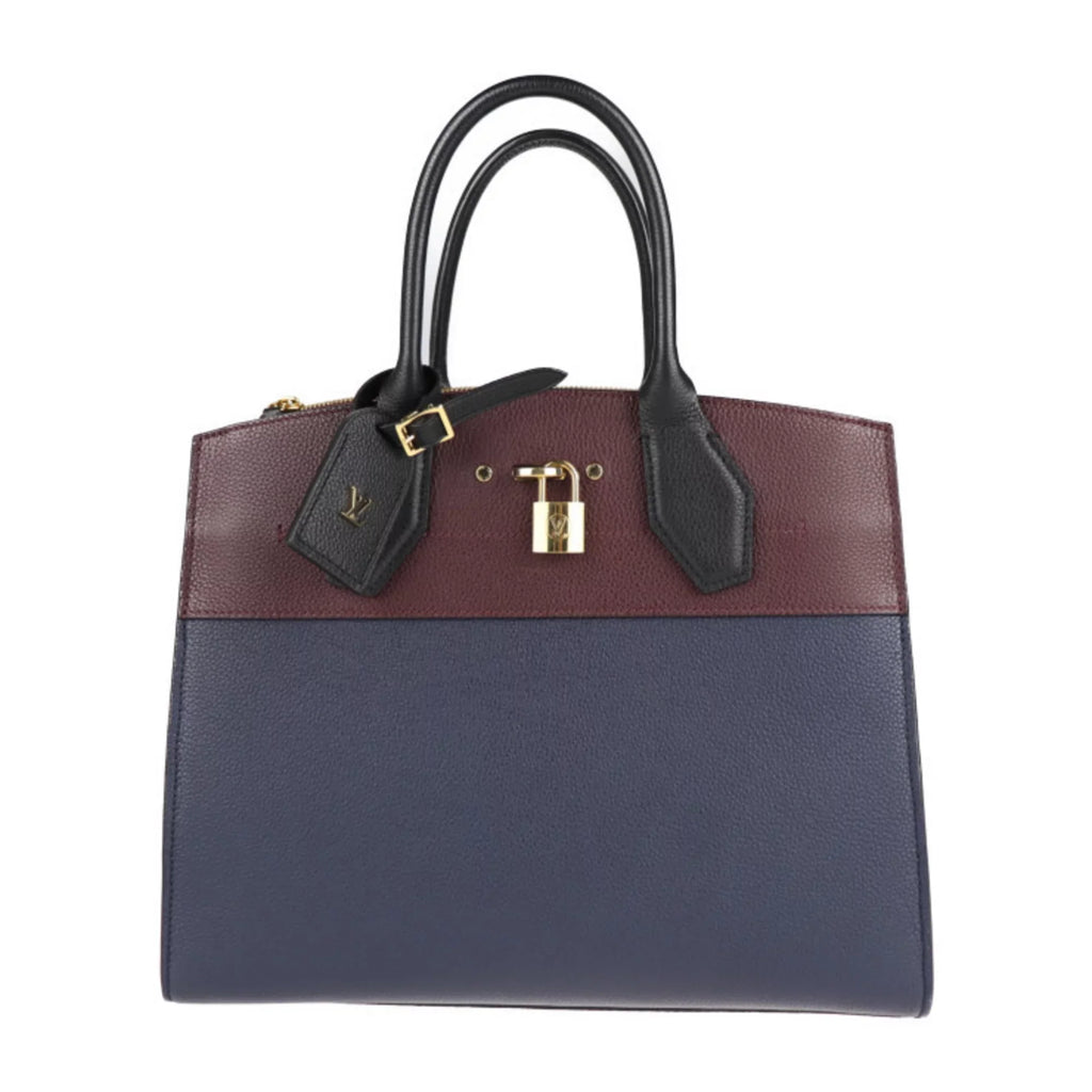 Pre-Owned   Louis Vuitton City Steamer  Handbag  Leather Marine Raisin Noir 2WAY Shoulder Bag Tote (Good)